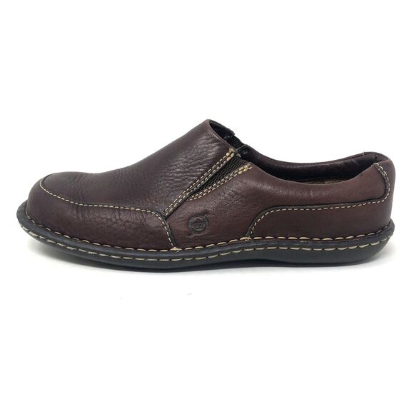 Born Moc Toe Leather Loafer Womens 6.5 Slip On Flat Dark Opanka Contrast Stitch - Picture 7 of 14